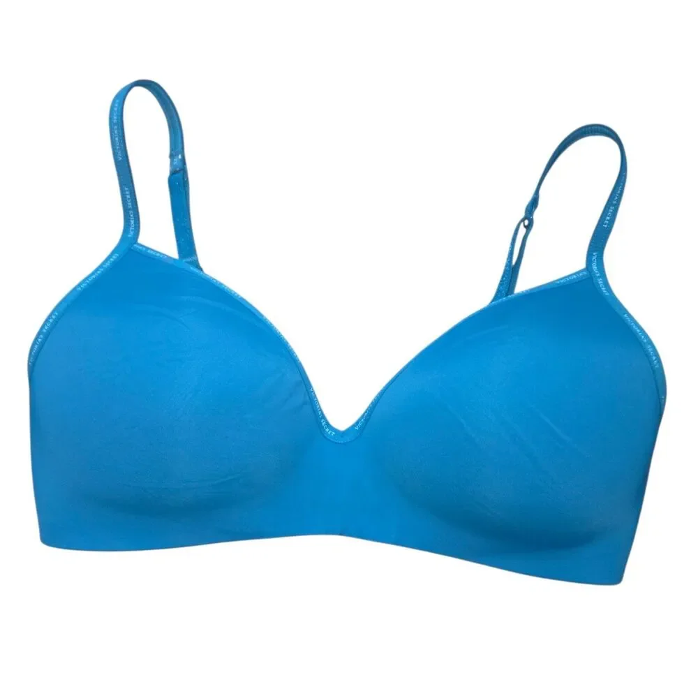 Victoria's Secret T-Shirt Lightly Lined Wireless Bra Blue 36D Comfort Crealean